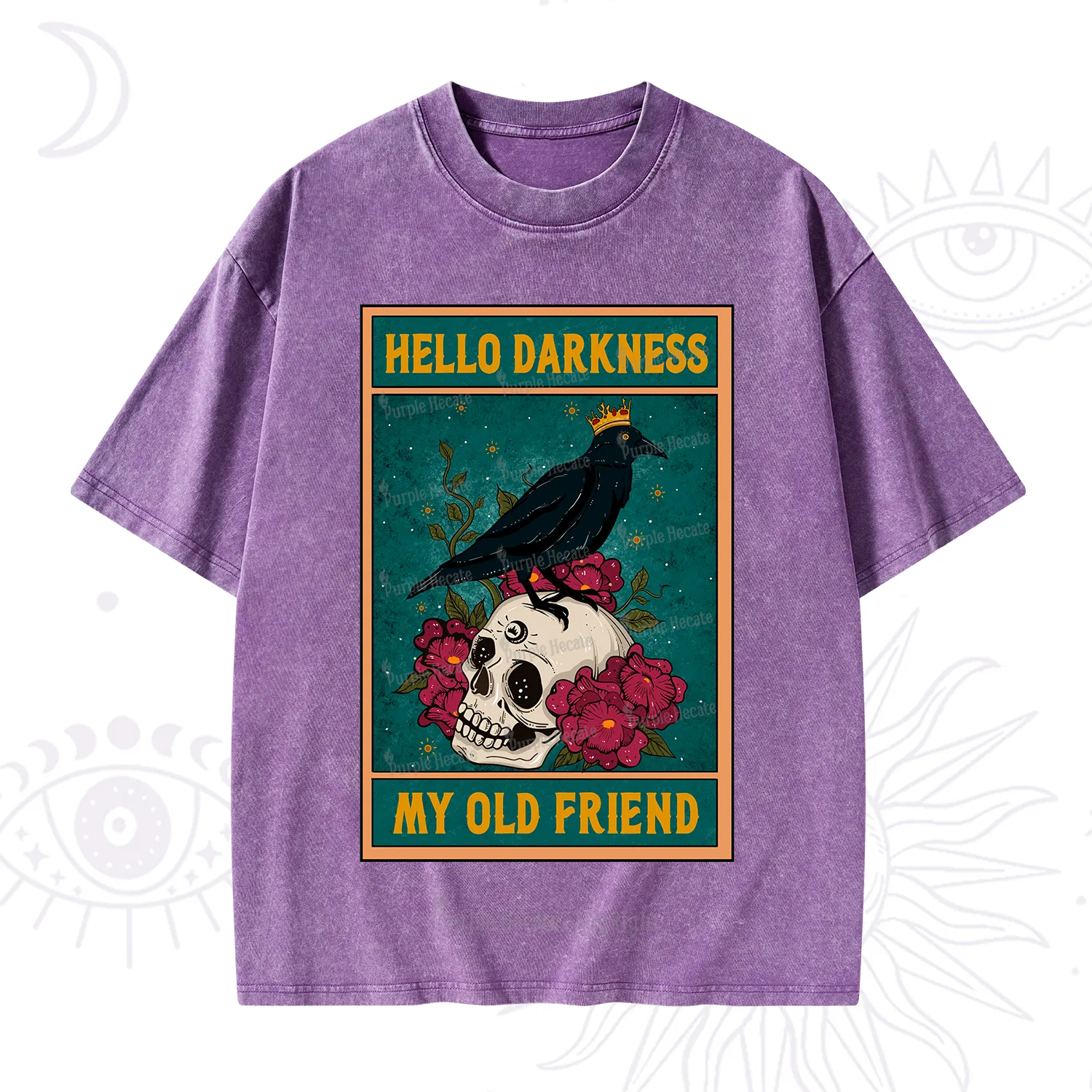 Purplehecate The Hello Darkness My Old Friend Oracle Card Washed T-Shirt