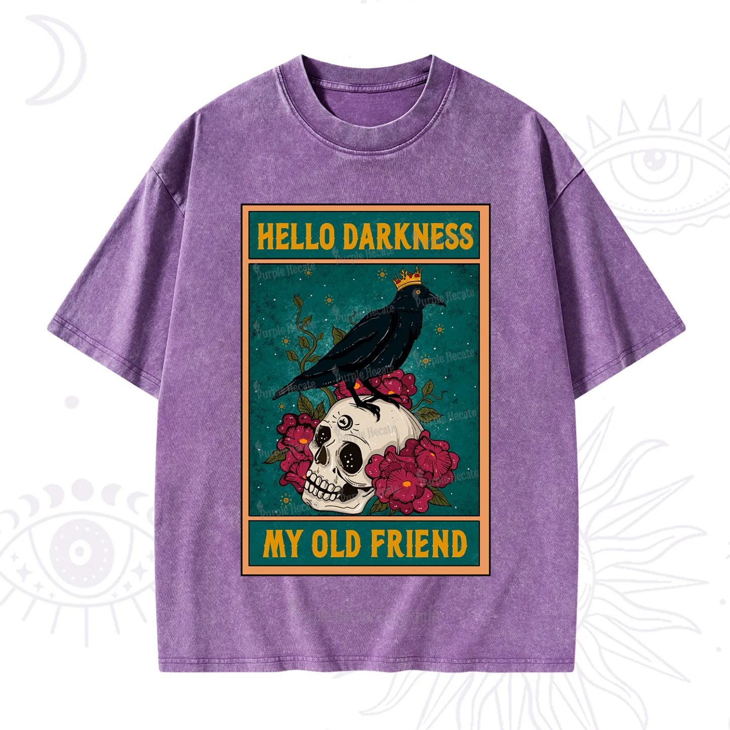 Purplehecate The Hello Darkness My Old Friend Oracle Card Washed T-Shirt