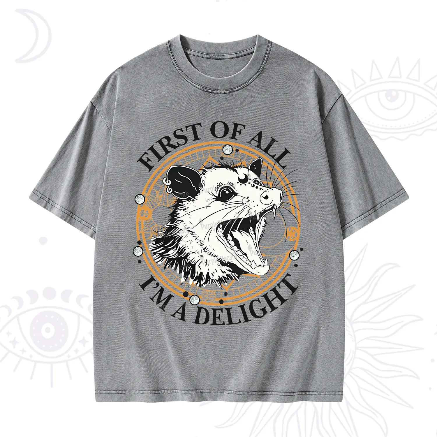 Purplehecate First Of All I Am A Delightful Angry Opossum Washed T-Shirt