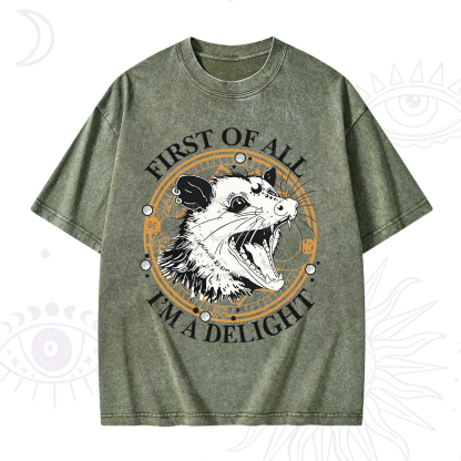 Purplehecate First Of All I Am A Delightful Angry Opossum Washed T-Shirt