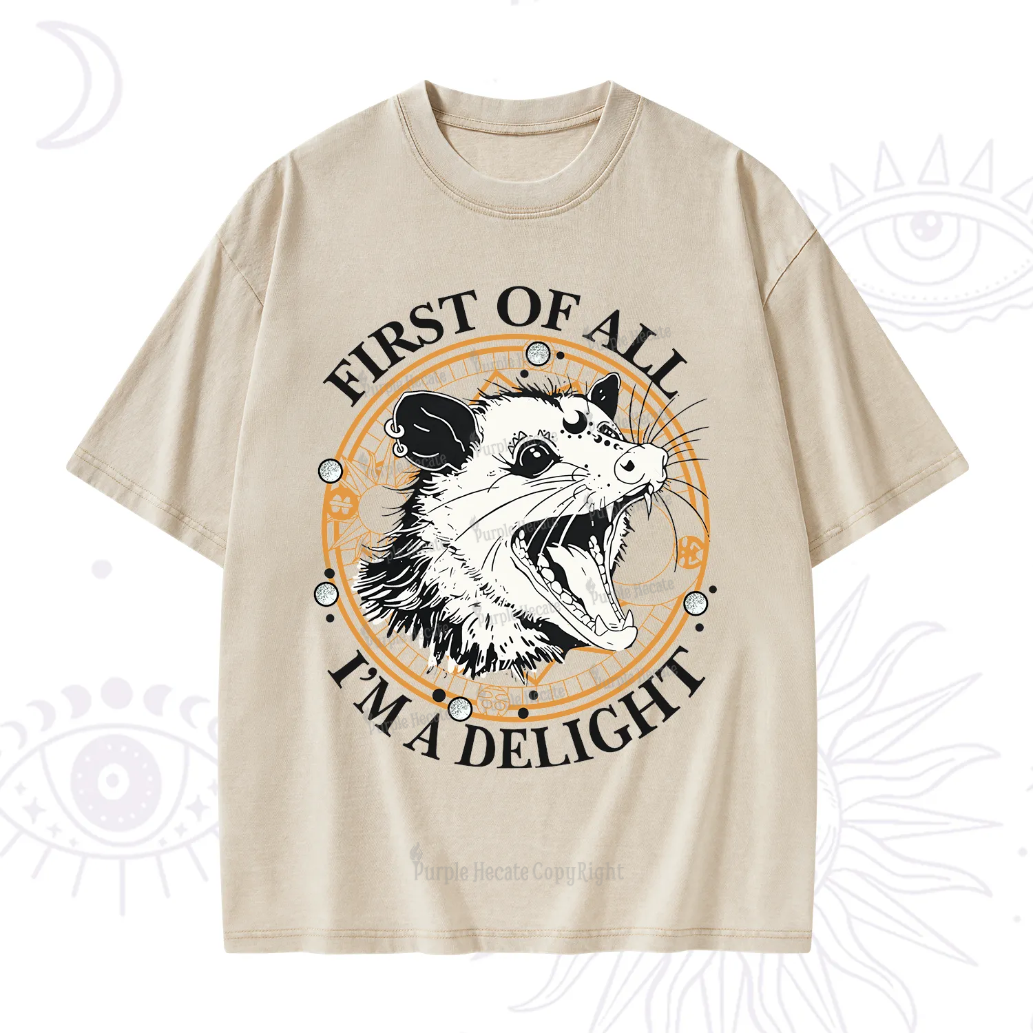 Purplehecate First Of All I Am A Delightful Angry Opossum Washed T-Shirt