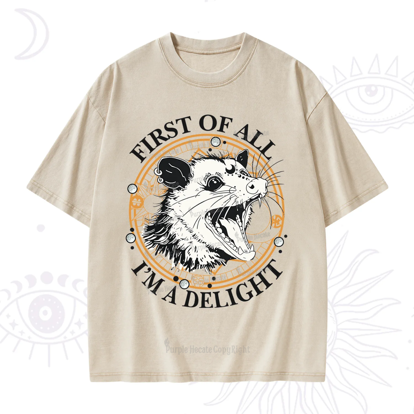 Purplehecate First Of All I Am A Delightful Angry Opossum Washed T-Shirt