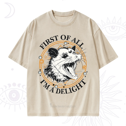 Purplehecate First Of All I Am A Delightful Angry Opossum Washed T-Shirt