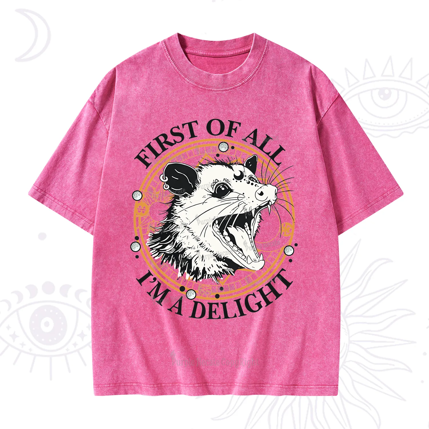 Purplehecate First Of All I Am A Delightful Angry Opossum Washed T-Shirt