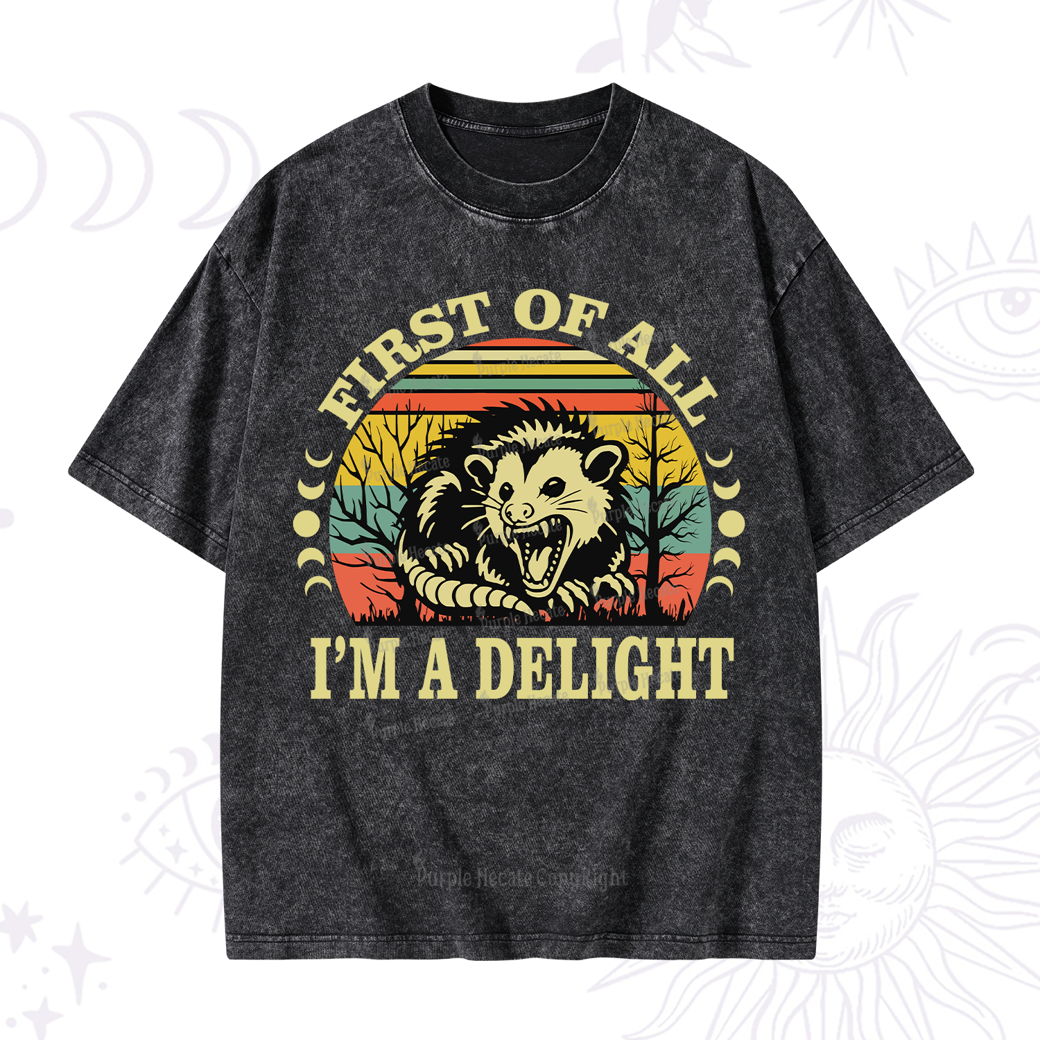 Purplehecate First Of All I'm A Delightful Opossum Washed T-Shirt