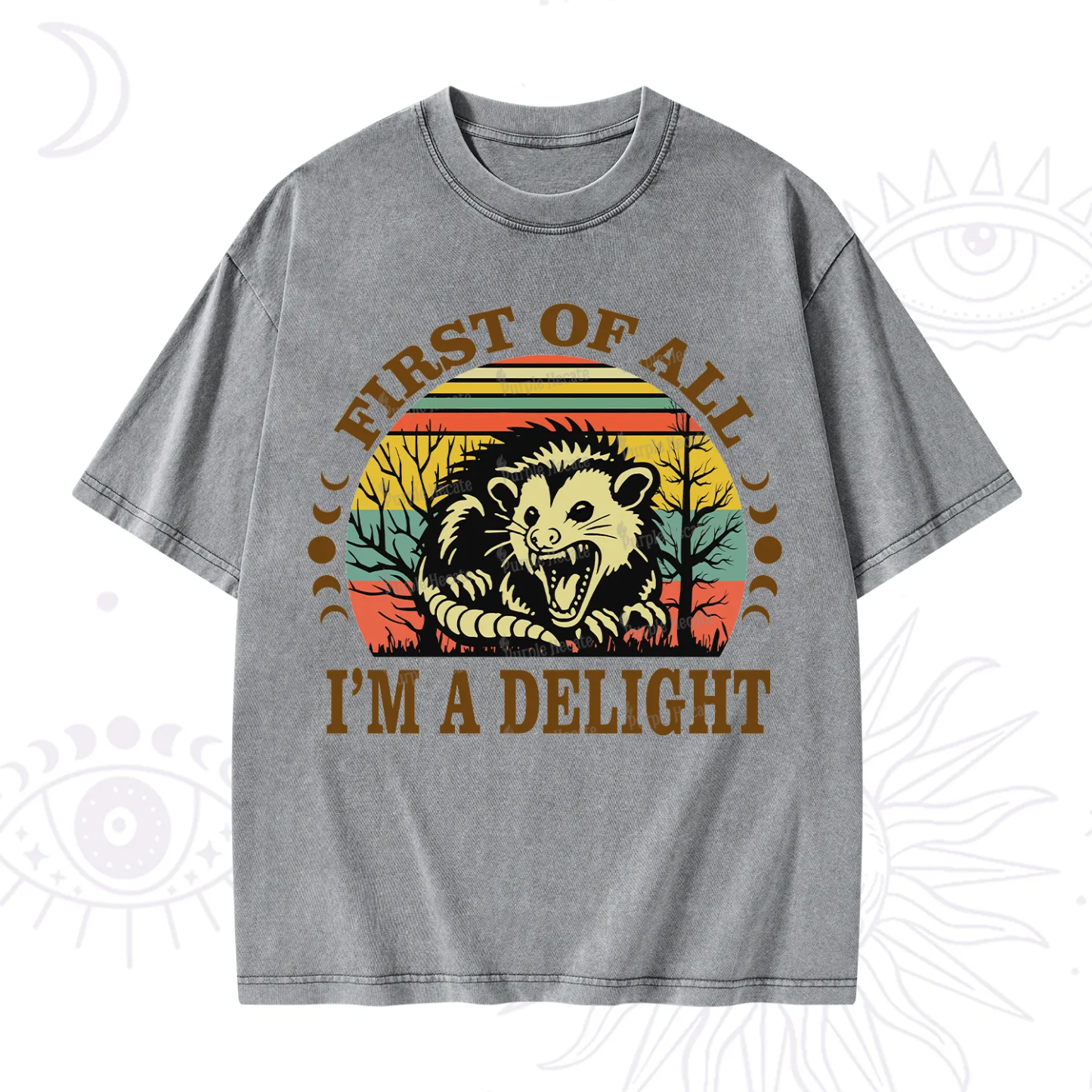Purplehecate First Of All I'm A Delightful Opossum Washed T-Shirt