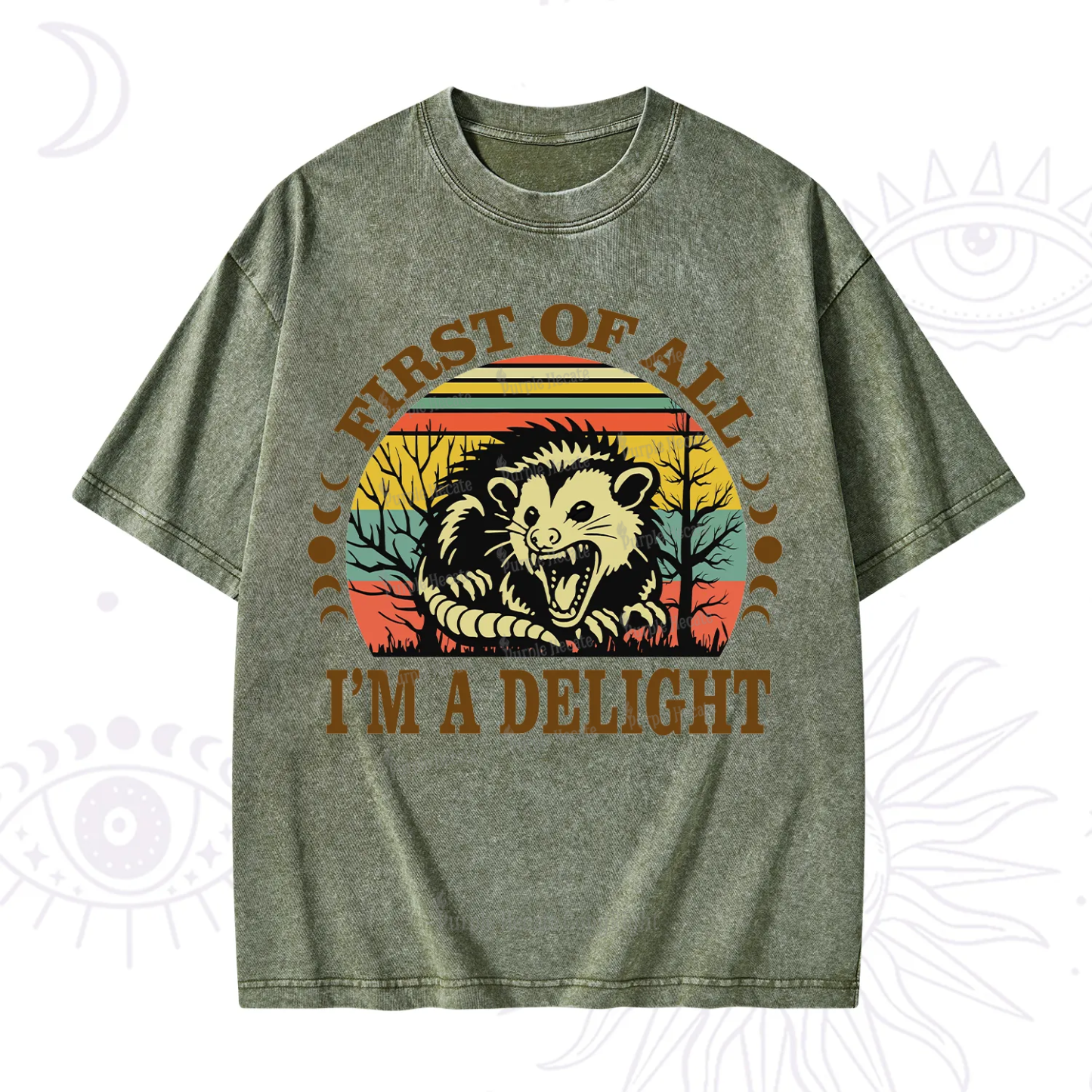 Purplehecate First Of All I'm A Delightful Opossum Washed T-Shirt