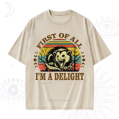 Purplehecate First Of All I'm A Delightful Opossum Washed T-Shirt