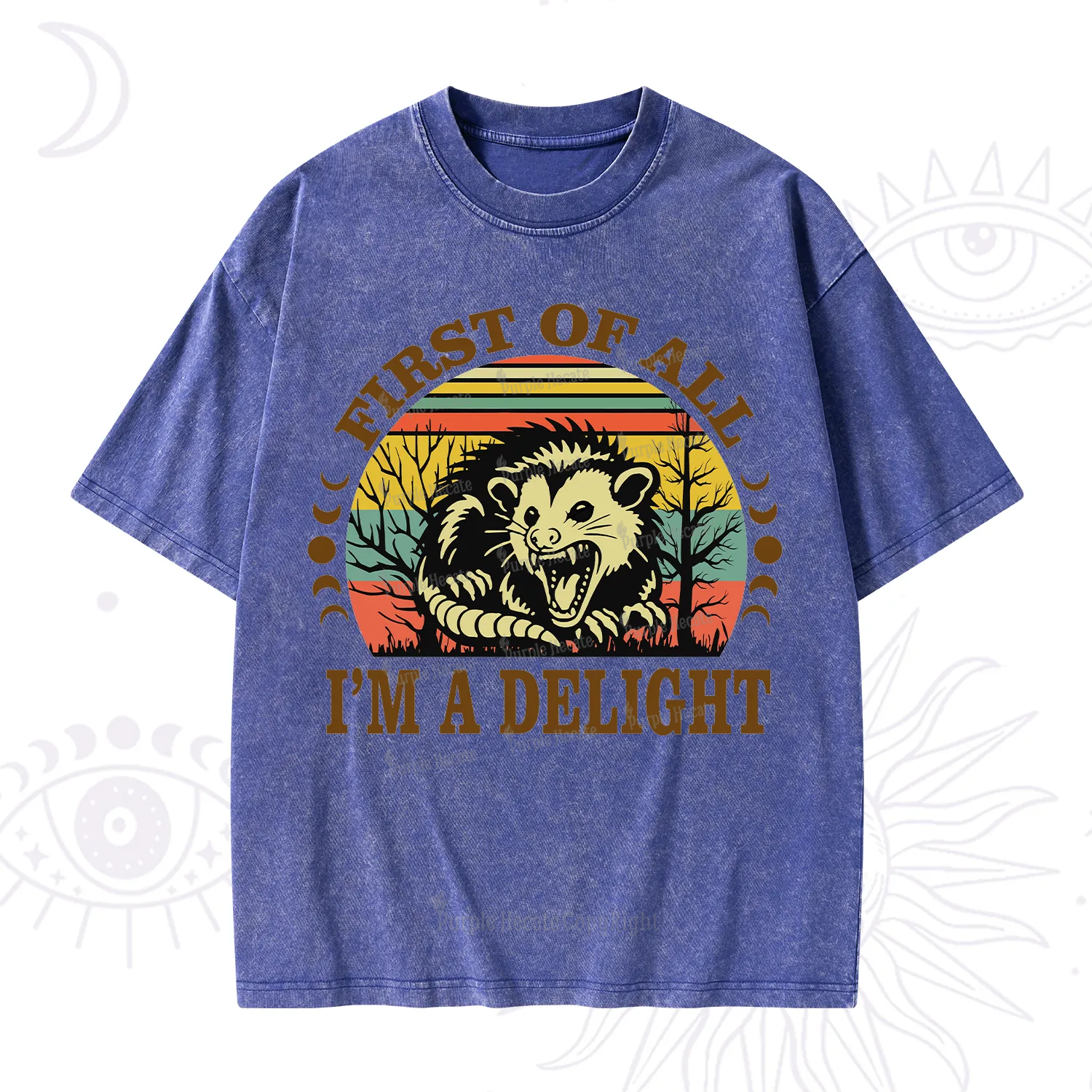 Purplehecate First Of All I'm A Delightful Opossum Washed T-Shirt