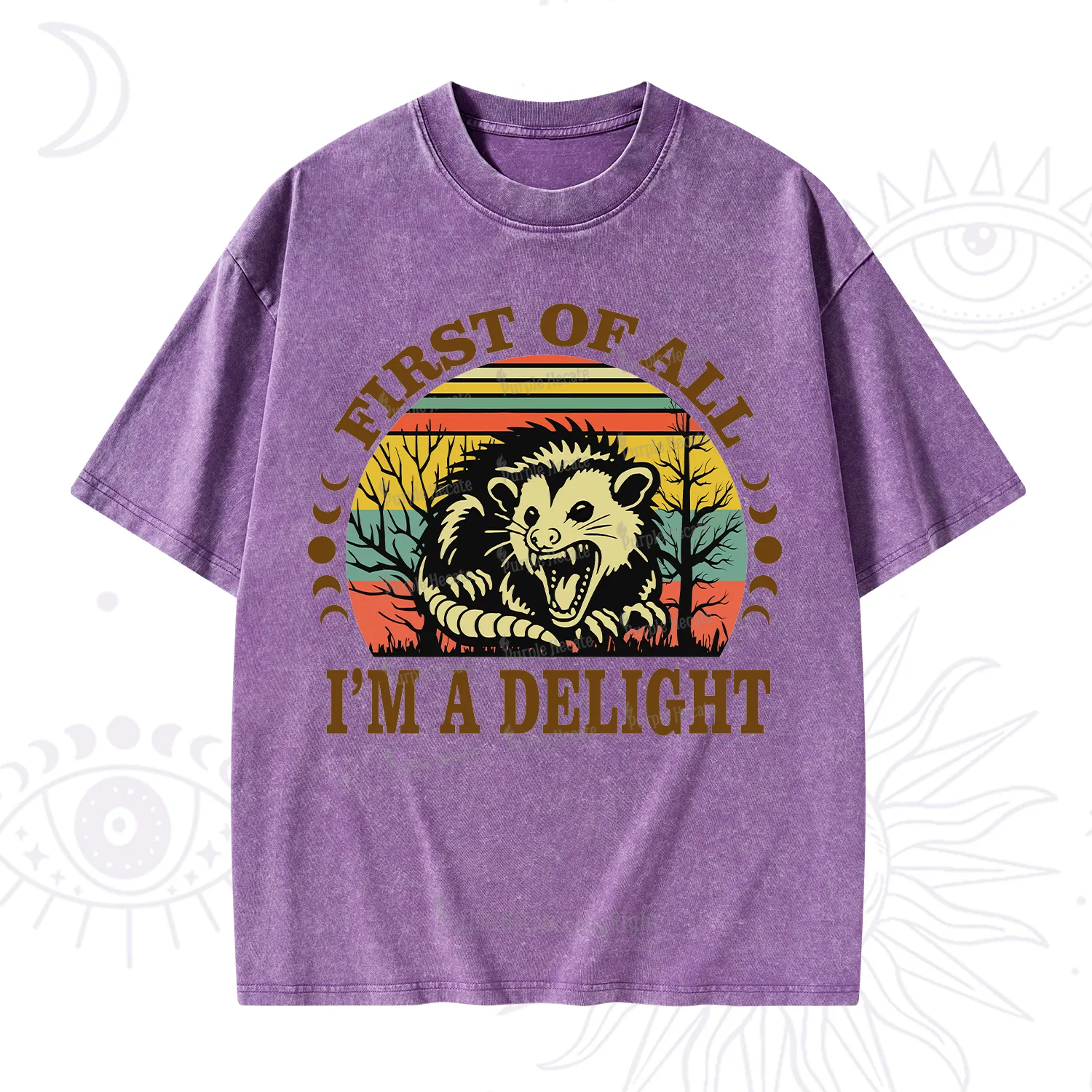 Purplehecate First Of All I'm A Delightful Opossum Washed T-Shirt