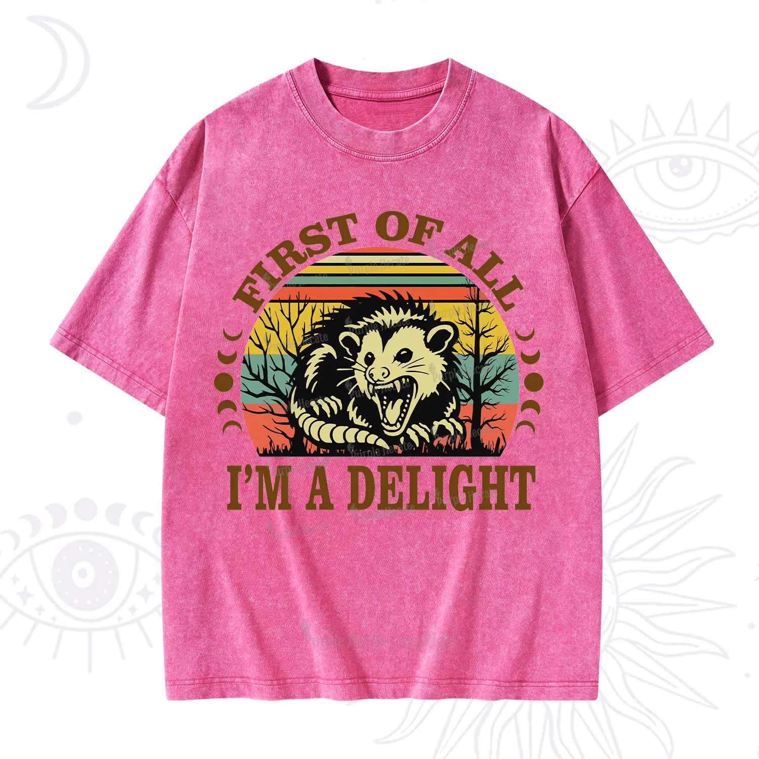 Purplehecate First Of All I'm A Delightful Opossum Washed T-Shirt
