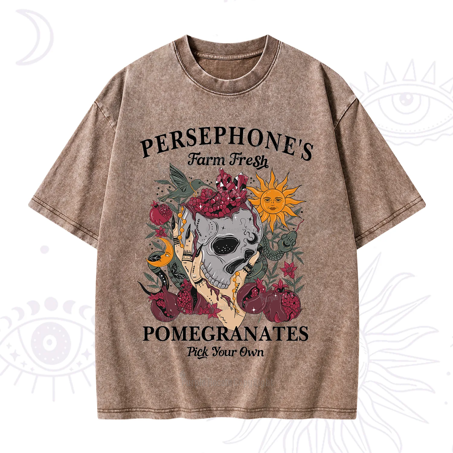 Purplehecate Persephone's Farm Fresh Pomegranates Pick Your Own Washed T-Shirt