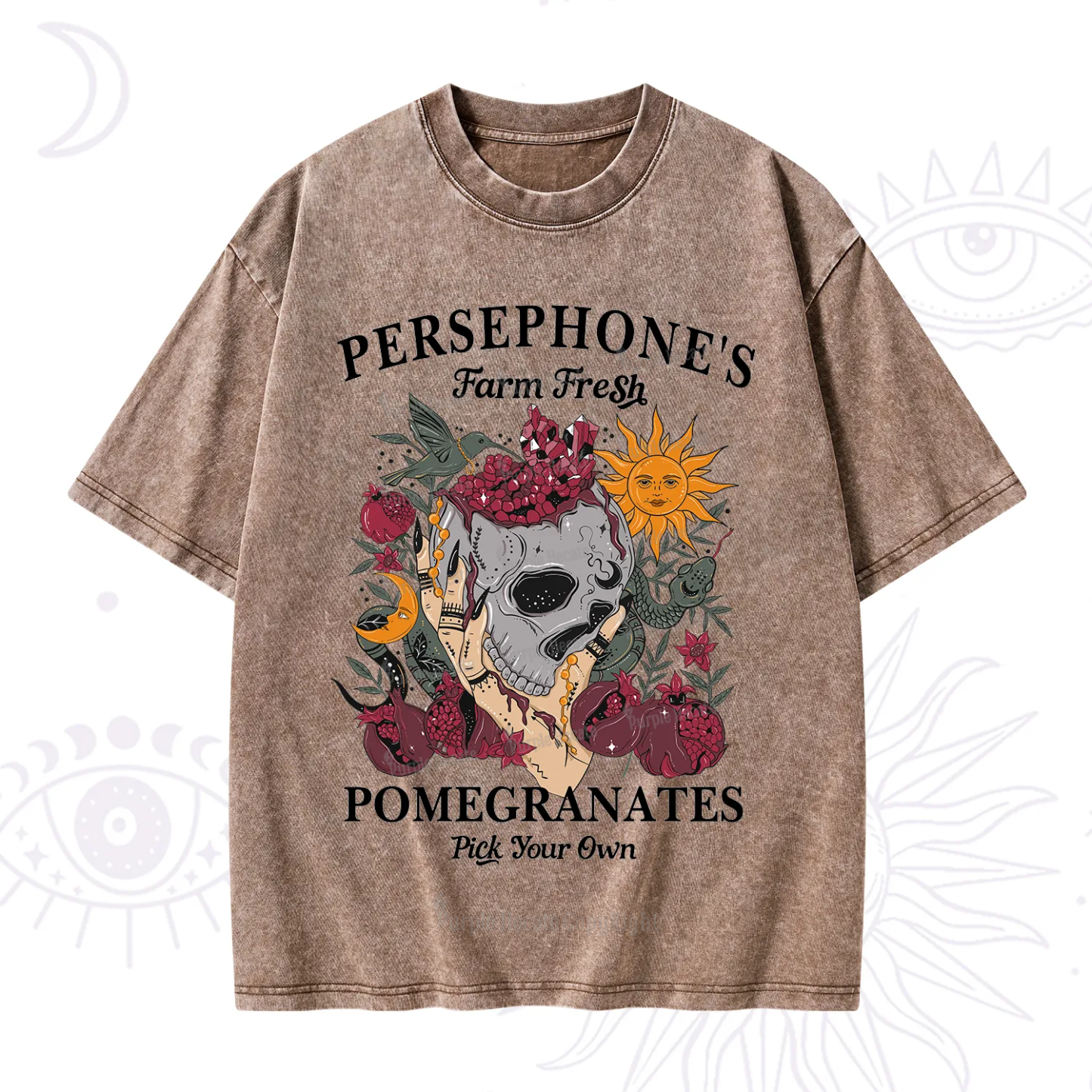 Purplehecate Persephone's Farm Fresh Pomegranates Pick Your Own Washed T-Shirt