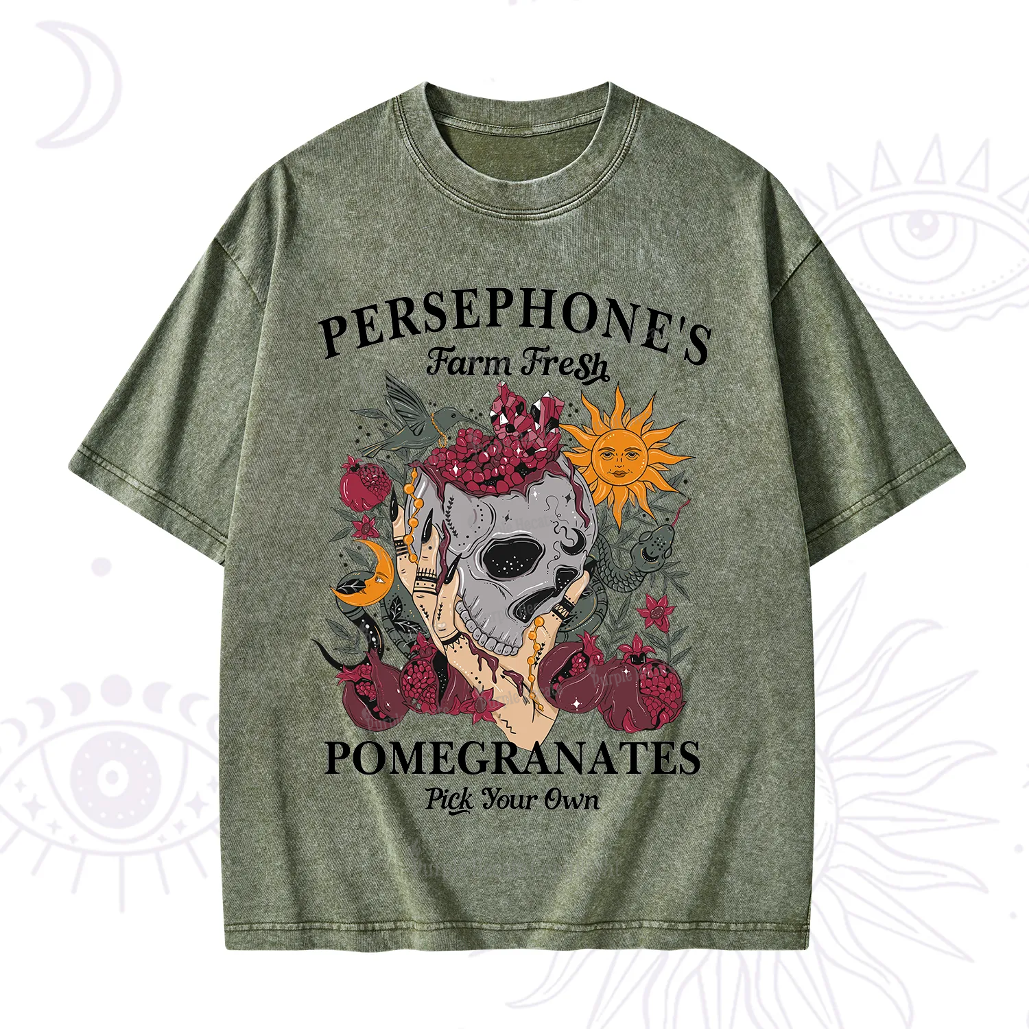 Purplehecate Persephone's Farm Fresh Pomegranates Pick Your Own Washed T-Shirt