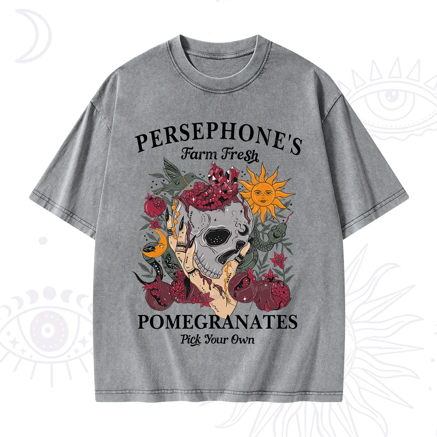 Purplehecate Persephone's Farm Fresh Pomegranates Pick Your Own Washed T-Shirt