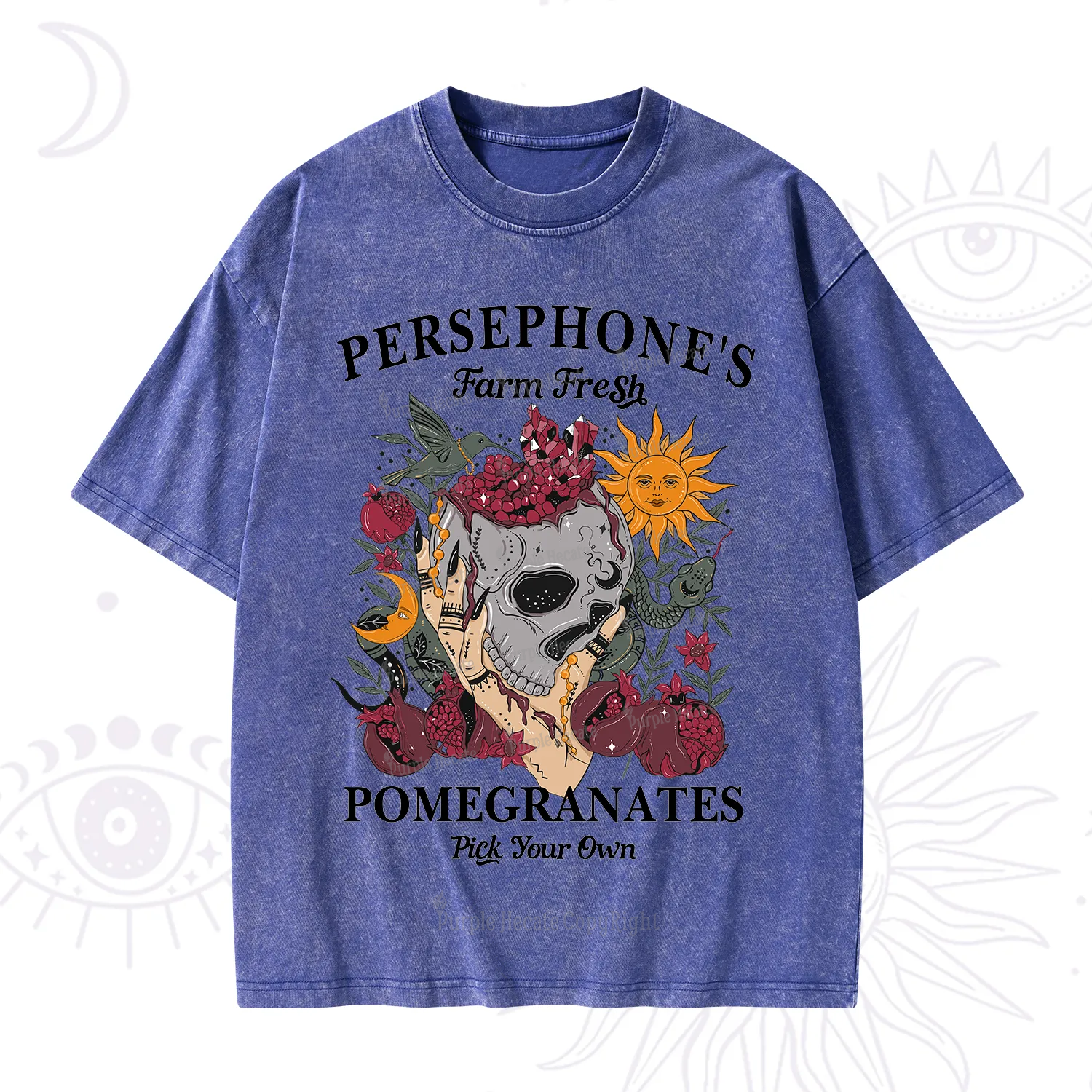 Purplehecate Persephone's Farm Fresh Pomegranates Pick Your Own Washed T-Shirt