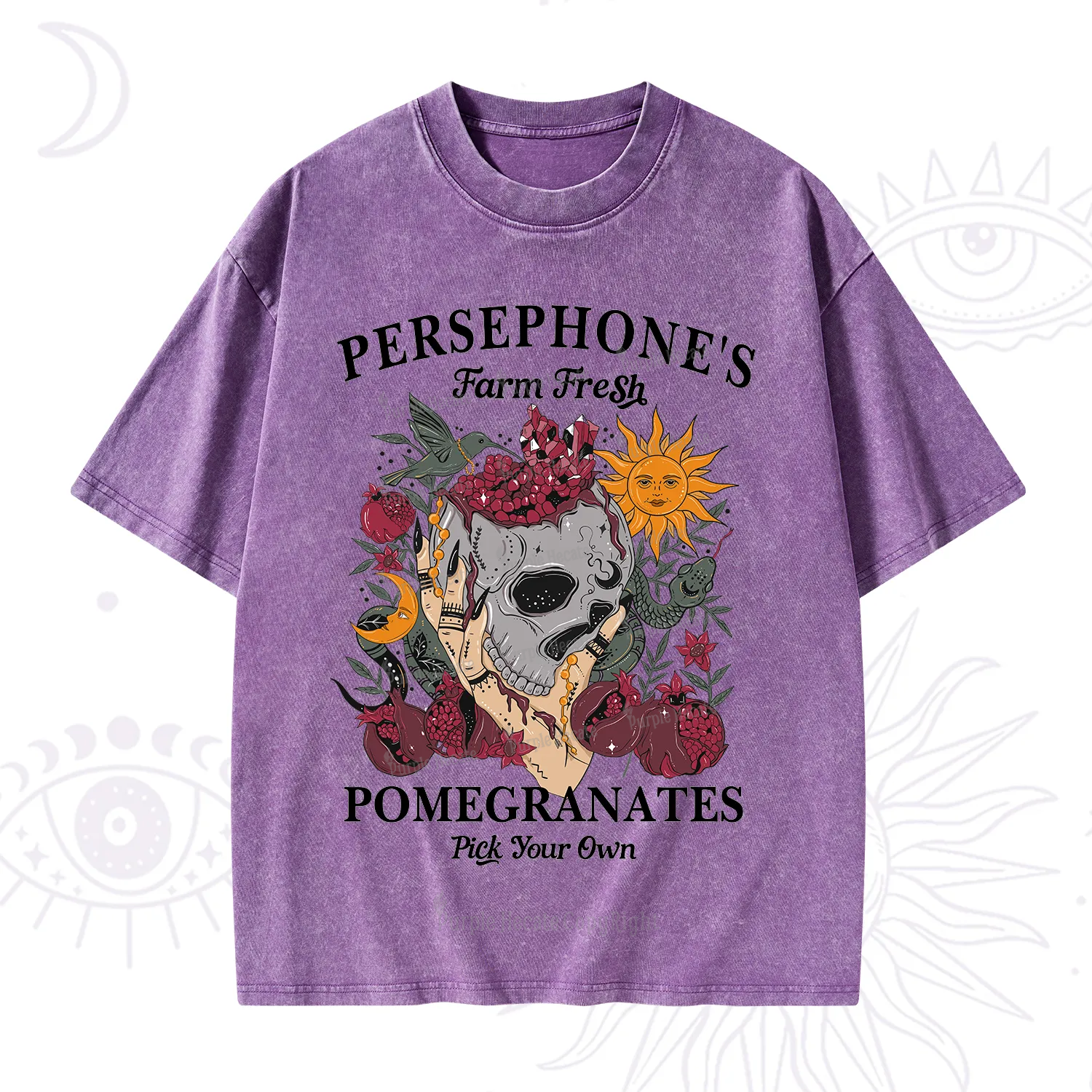 Purplehecate Persephone's Farm Fresh Pomegranates Pick Your Own Washed T-Shirt