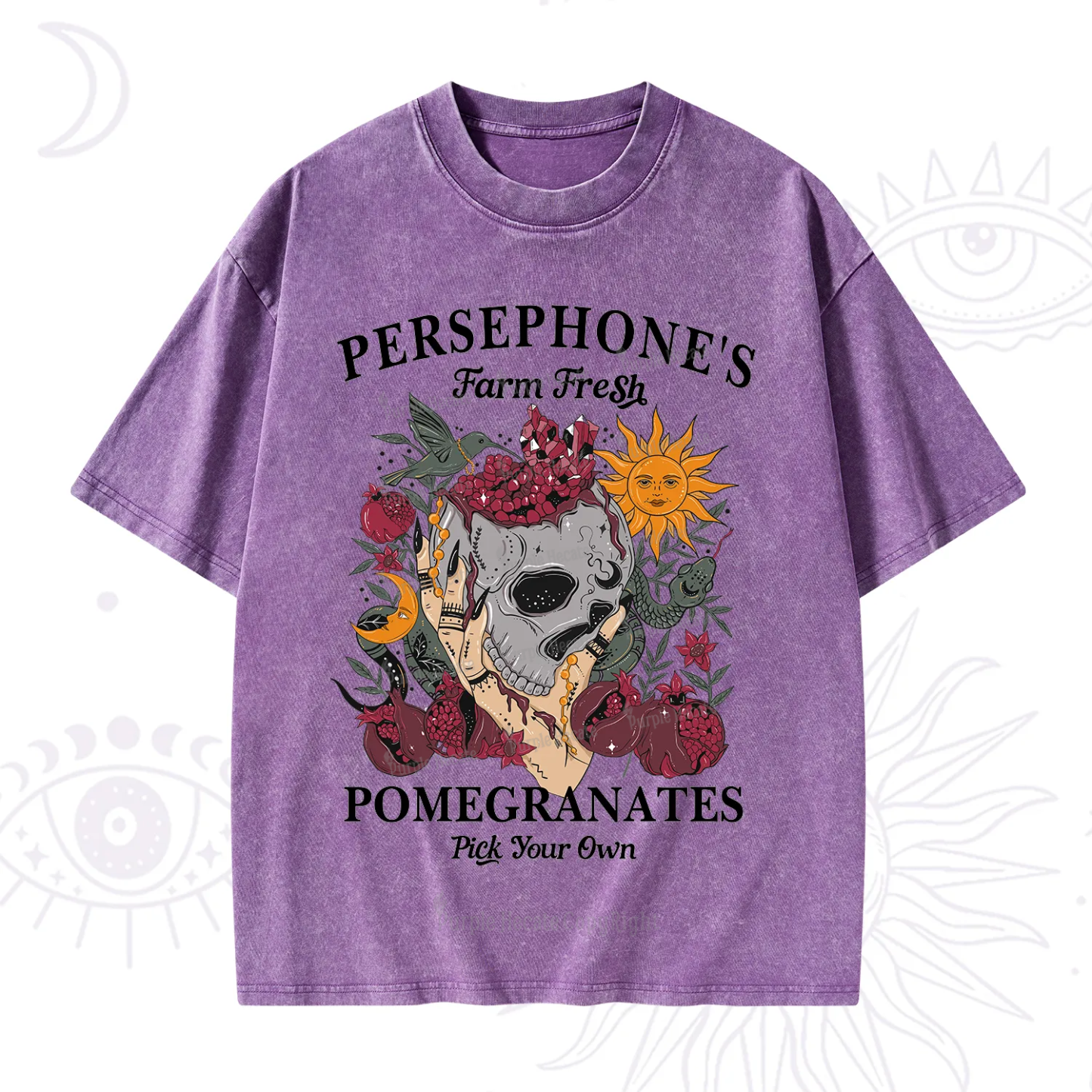 Purplehecate Persephone's Farm Fresh Pomegranates Pick Your Own Washed T-Shirt