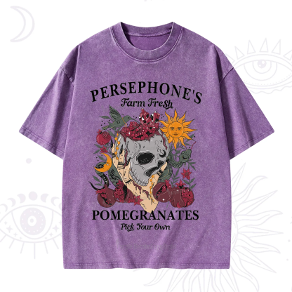 Purplehecate Persephone's Farm Fresh Pomegranates Pick Your Own Washed T-Shirt