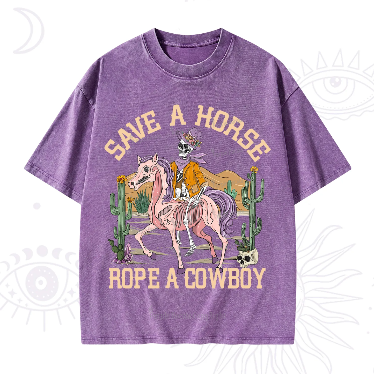 Purplehecate Save A Horse Rope A Cowboy Washed T-Shirt