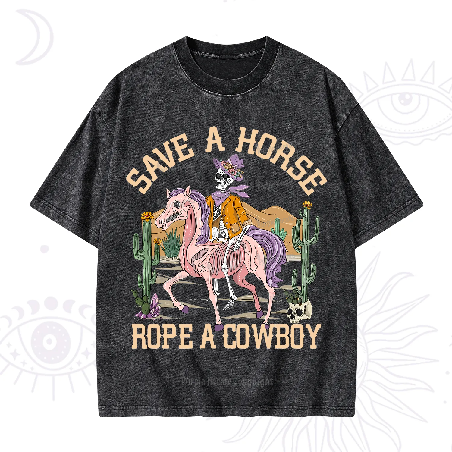 Purplehecate Save A Horse Rope A Cowboy Washed T-Shirt