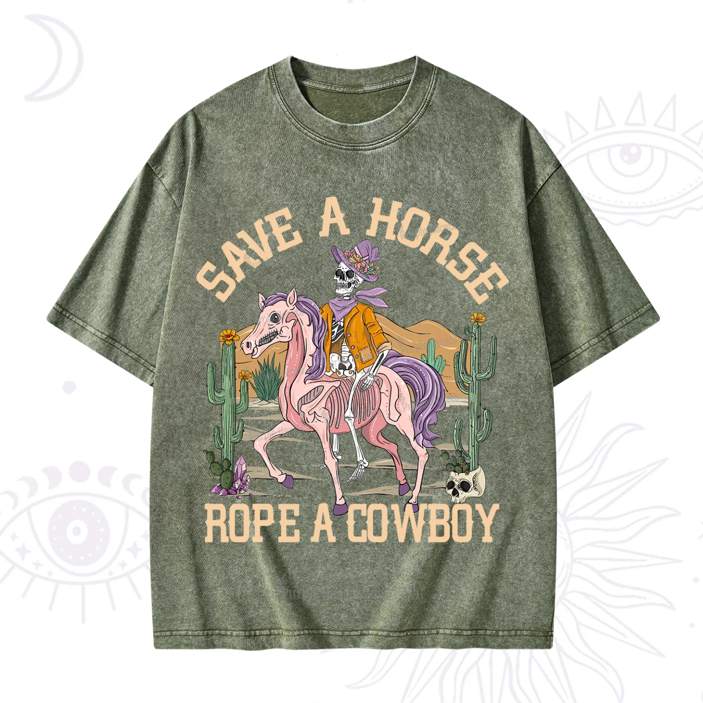 Purplehecate Save A Horse Rope A Cowboy Washed T-Shirt