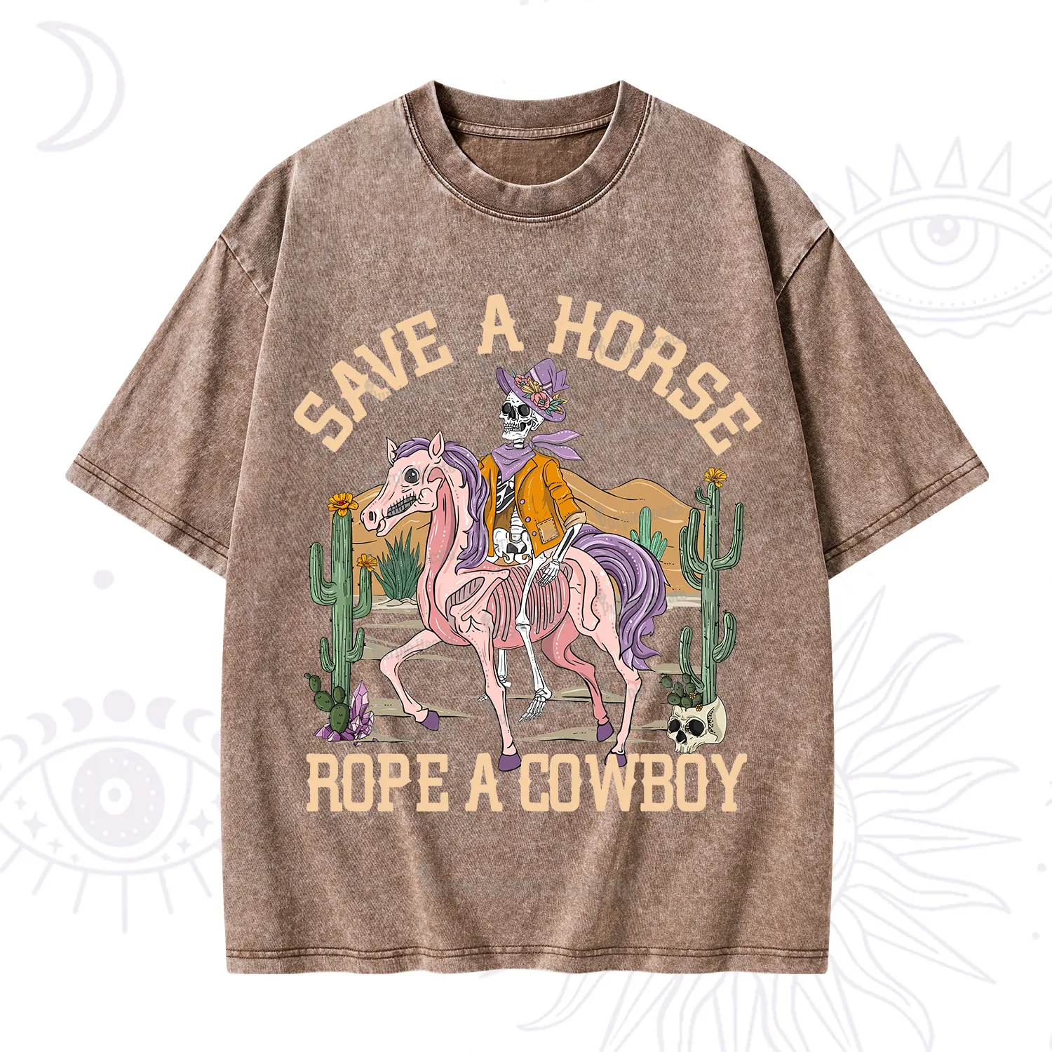 Purplehecate Save A Horse Rope A Cowboy Washed T-Shirt