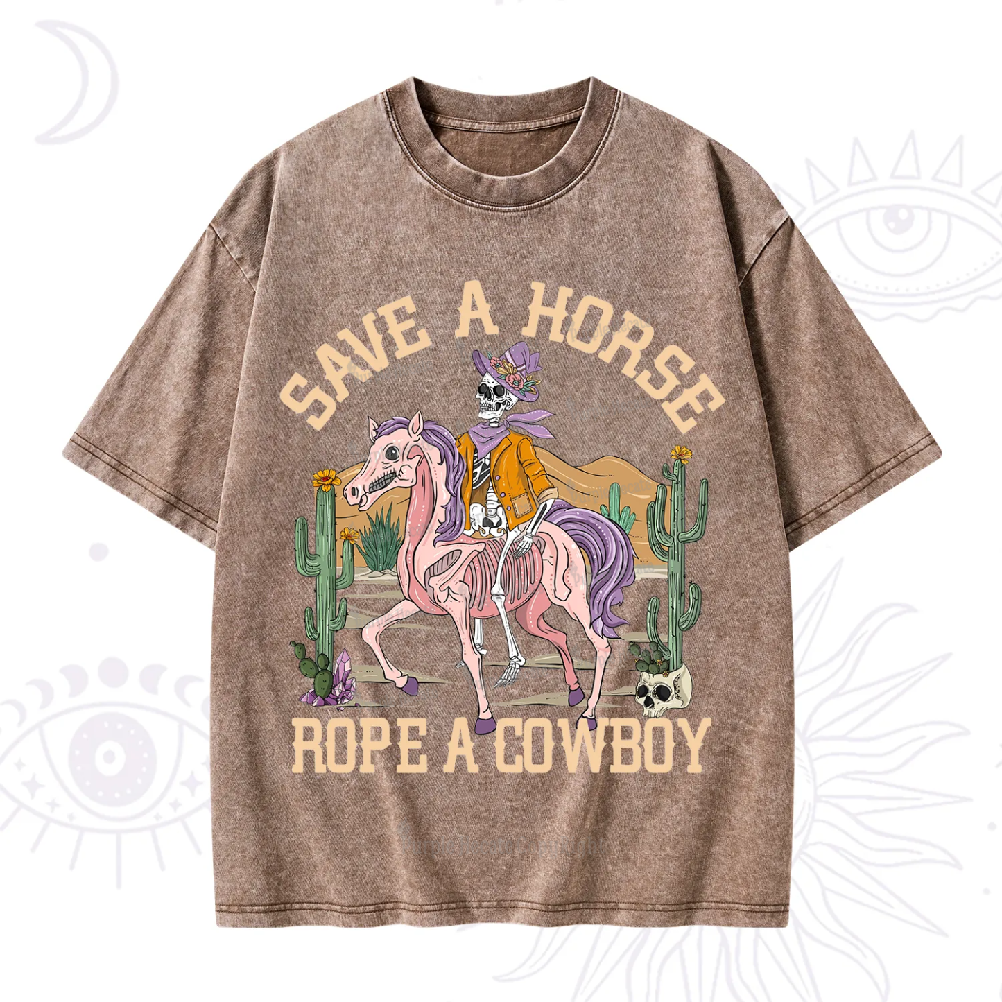 Purplehecate Save A Horse Rope A Cowboy Washed T-Shirt