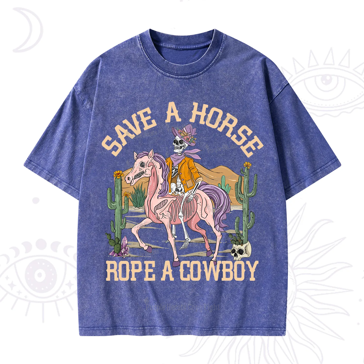 Purplehecate Save A Horse Rope A Cowboy Washed T-Shirt