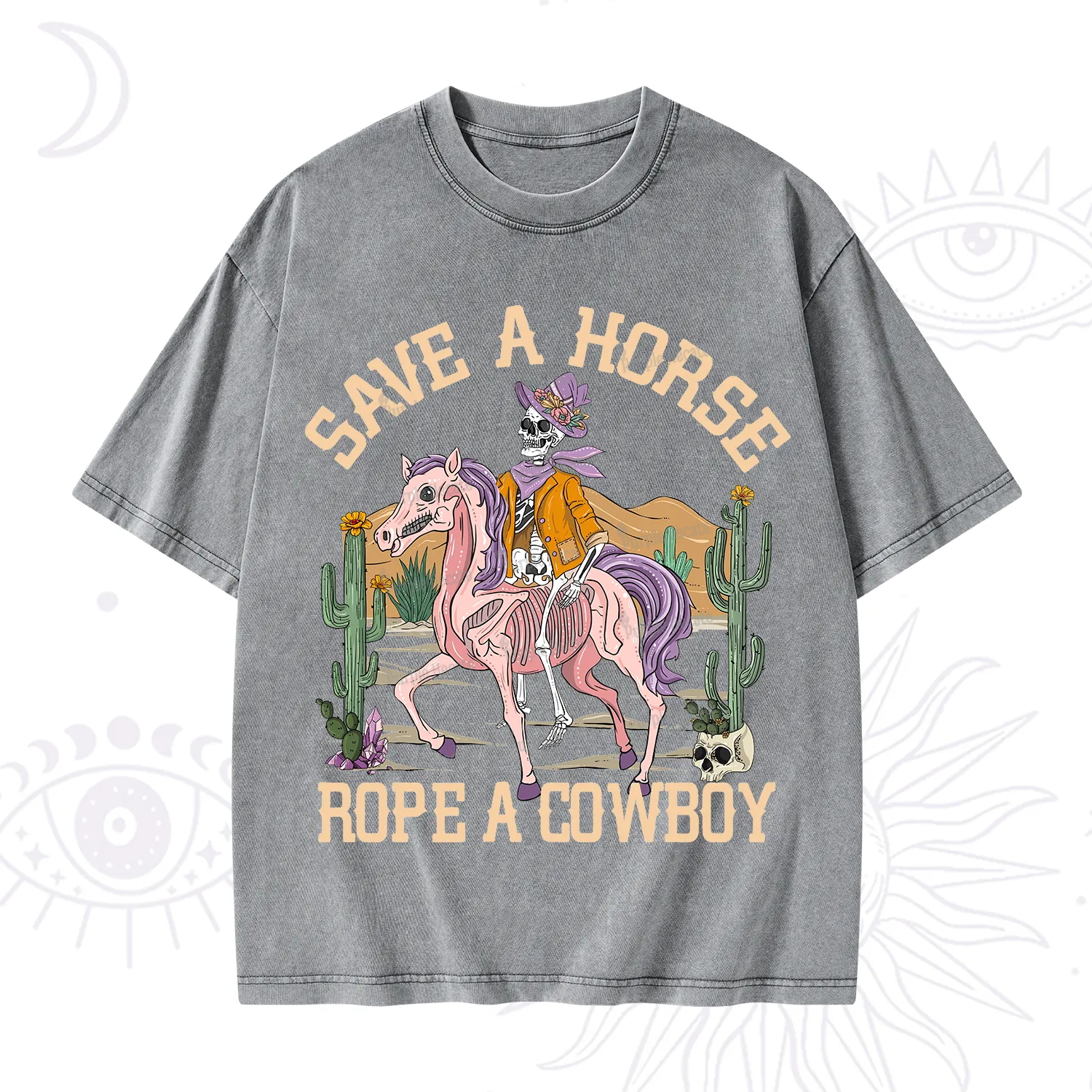 Purplehecate Save A Horse Rope A Cowboy Washed T-Shirt