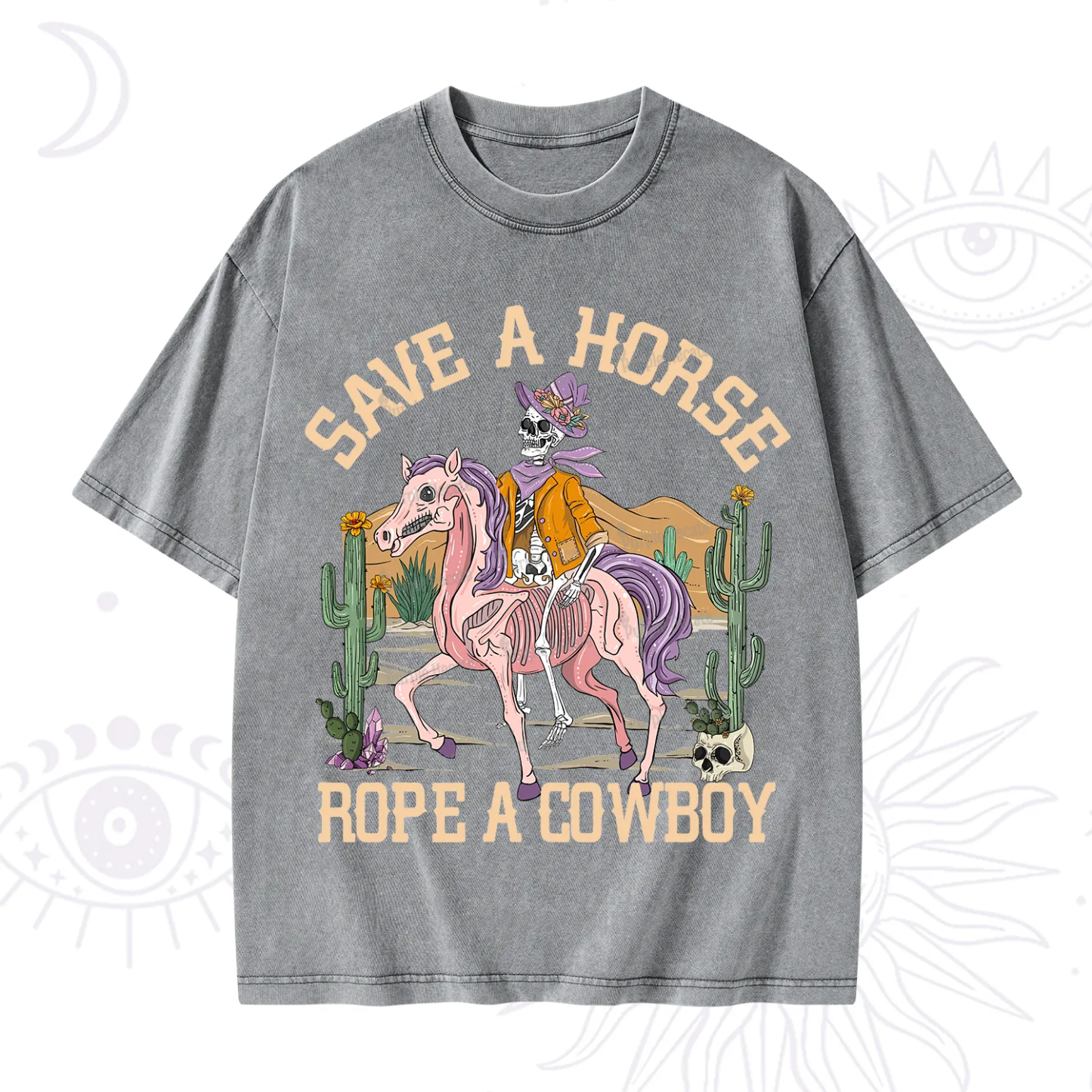 Purplehecate Save A Horse Rope A Cowboy Washed T-Shirt