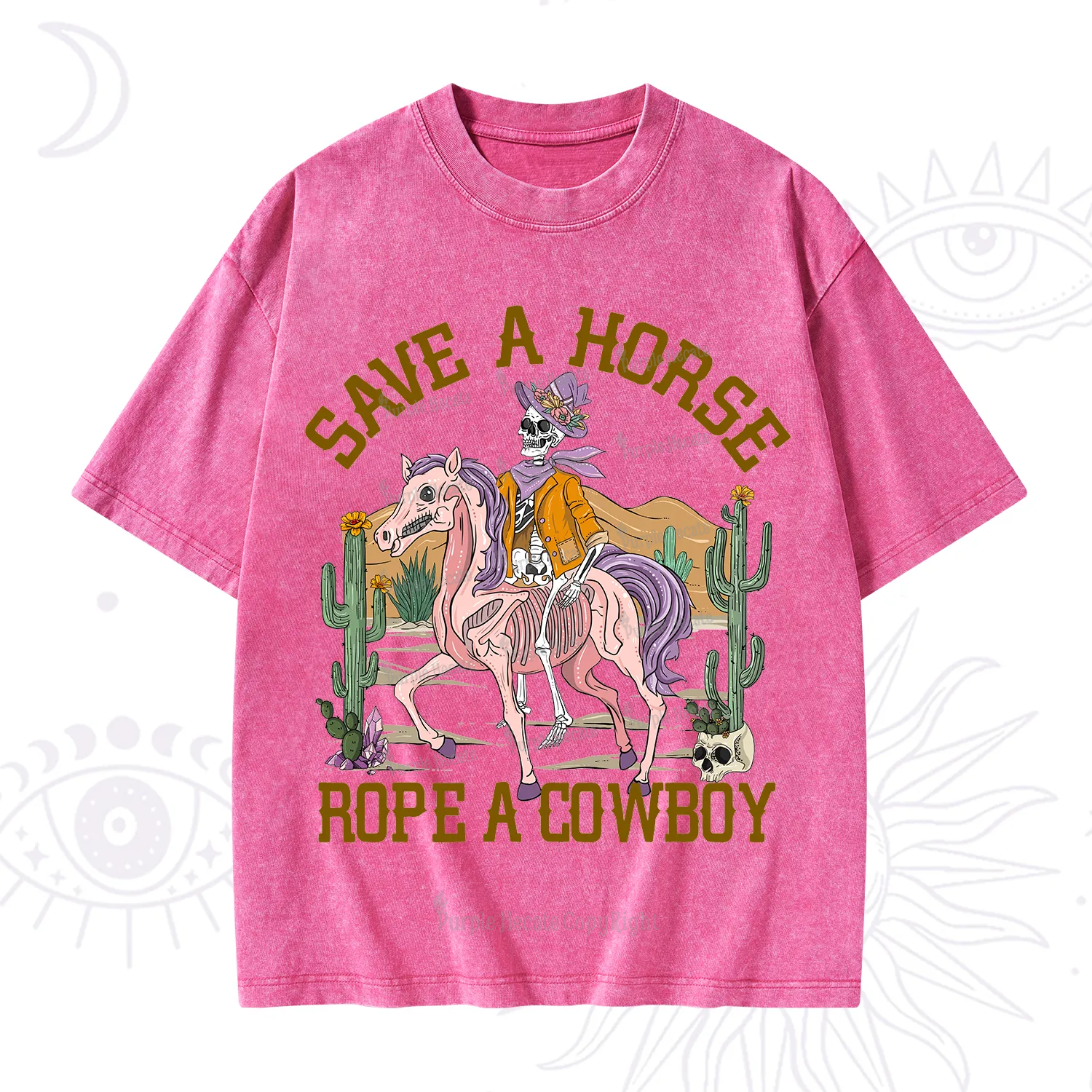 Purplehecate Save A Horse Rope A Cowboy Washed T-Shirt