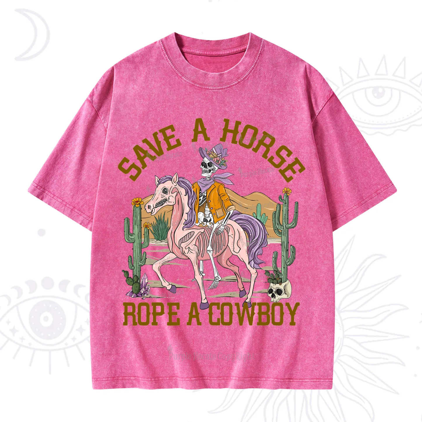 Purplehecate Save A Horse Rope A Cowboy Washed T-Shirt