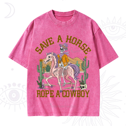 Purplehecate Save A Horse Rope A Cowboy Washed T-Shirt