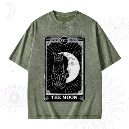 Purplehecate The Moon Tarot Card Washed T-Shirt