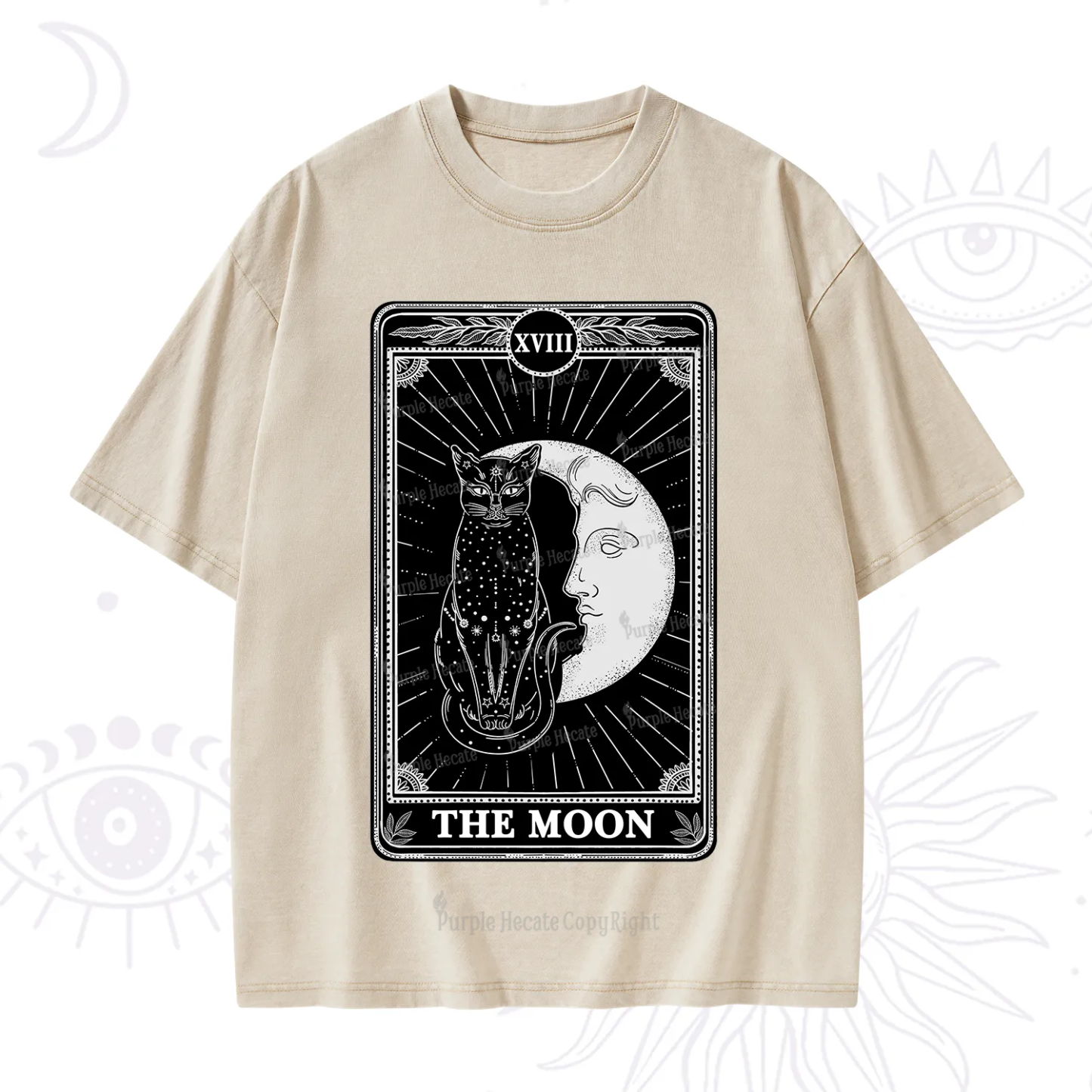 Purplehecate The Moon Tarot Card Washed T-Shirt