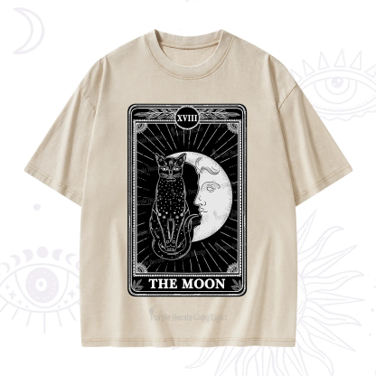 Purplehecate The Moon Tarot Card Washed T-Shirt