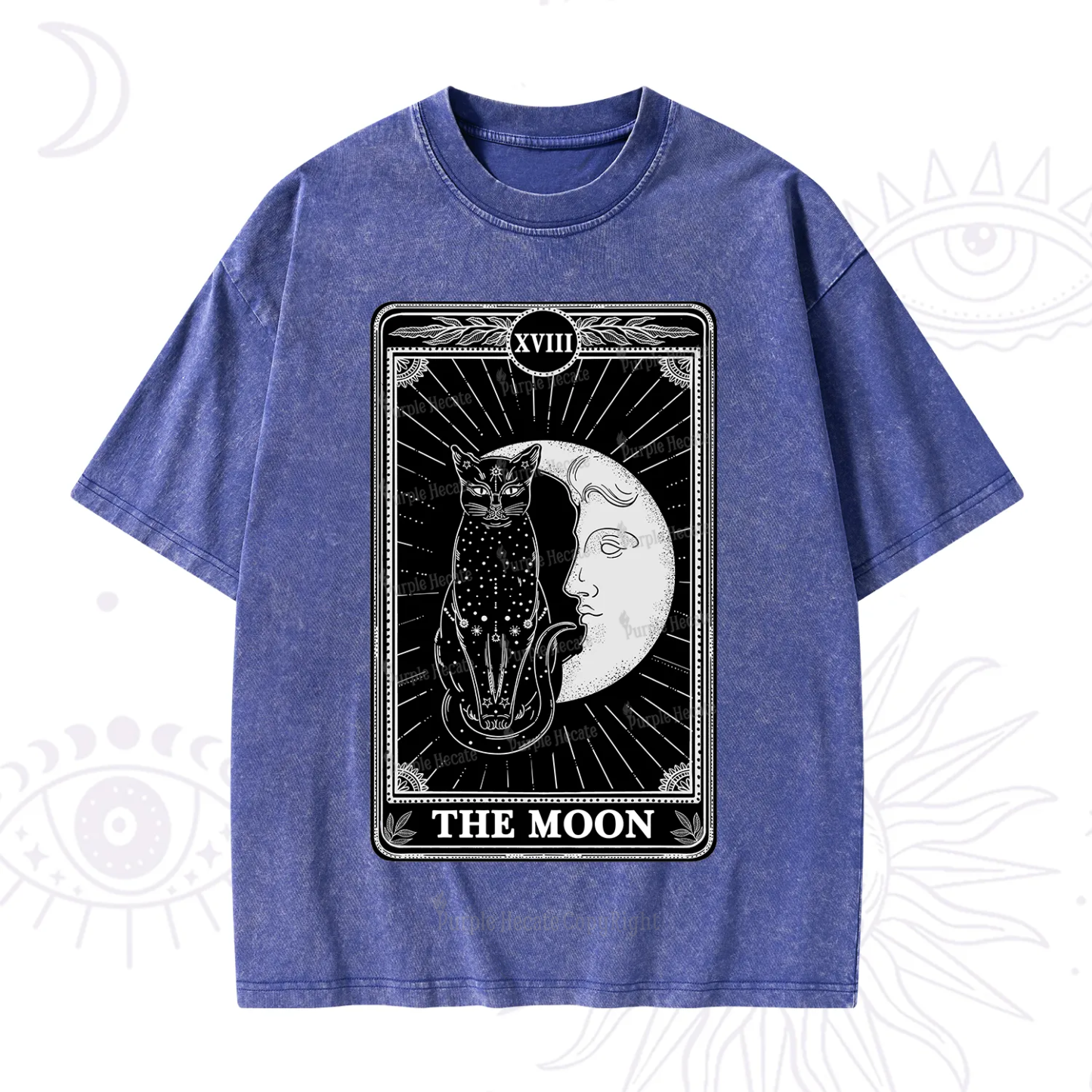 Purplehecate The Moon Tarot Card Washed T-Shirt