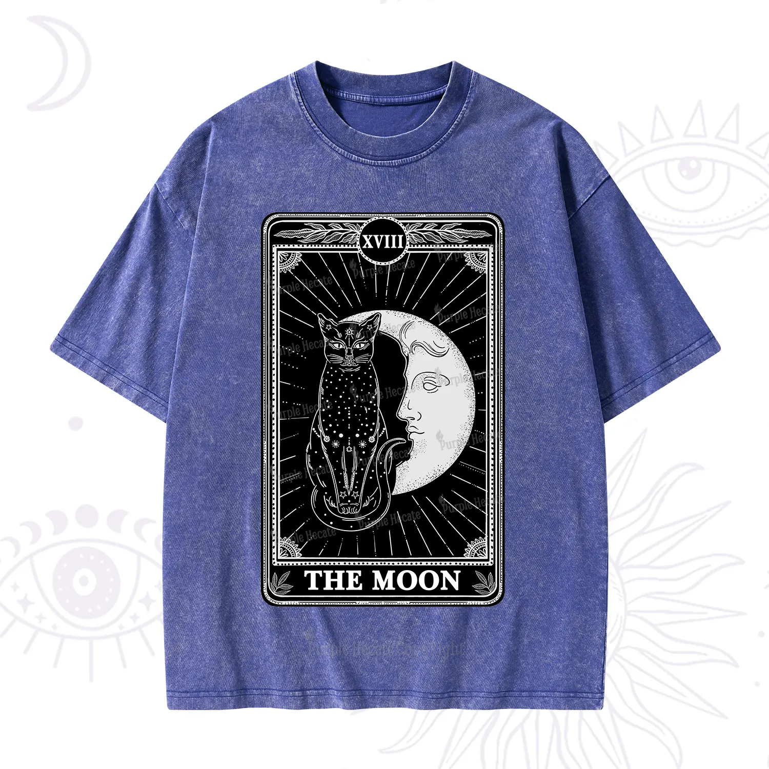 Purplehecate The Moon Tarot Card Washed T-Shirt