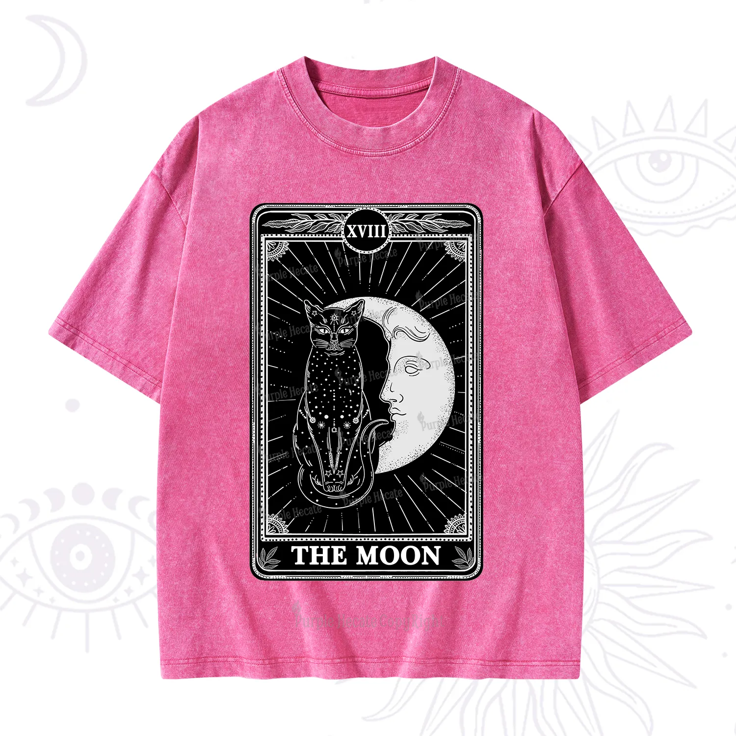 Purplehecate The Moon Tarot Card Washed T-Shirt