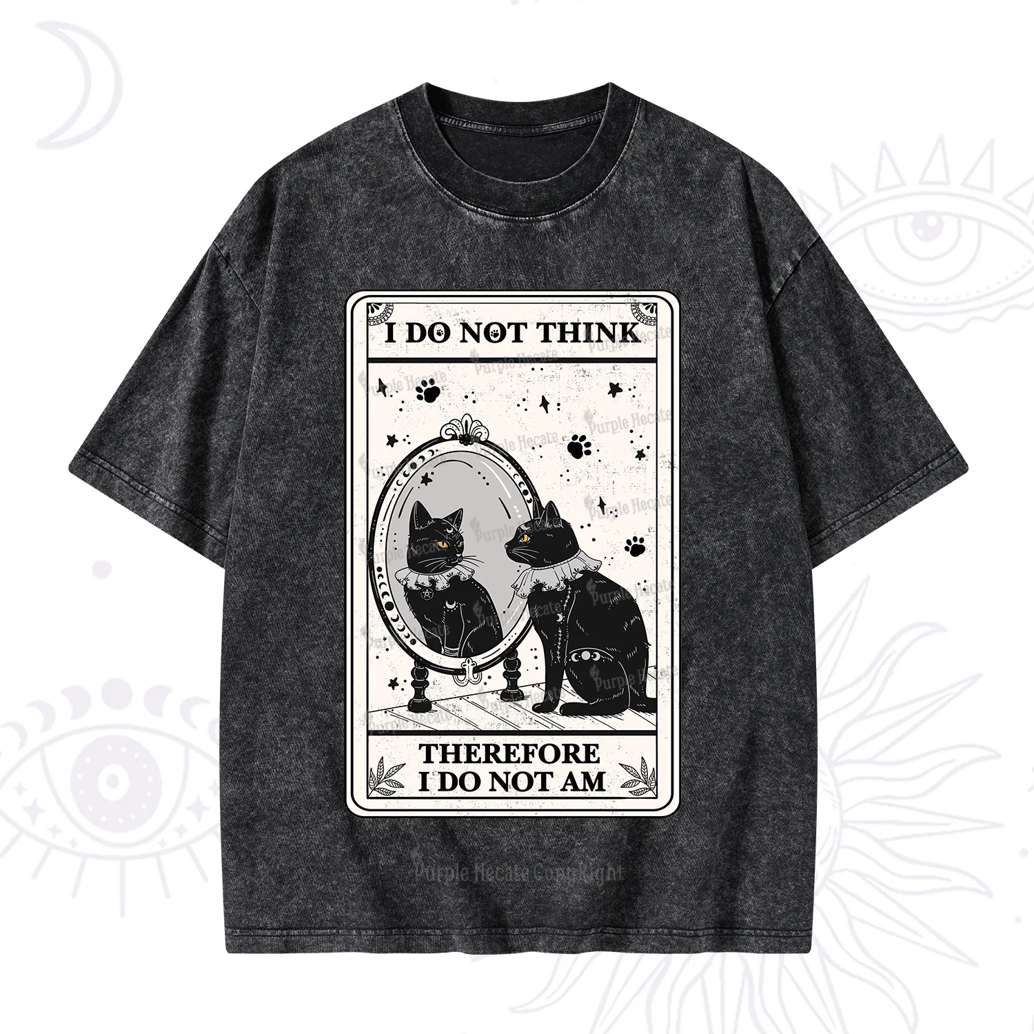 Purplehecate The I Do Not Think Therefore I Do Not Am Oracle Card Washed T-Shirt