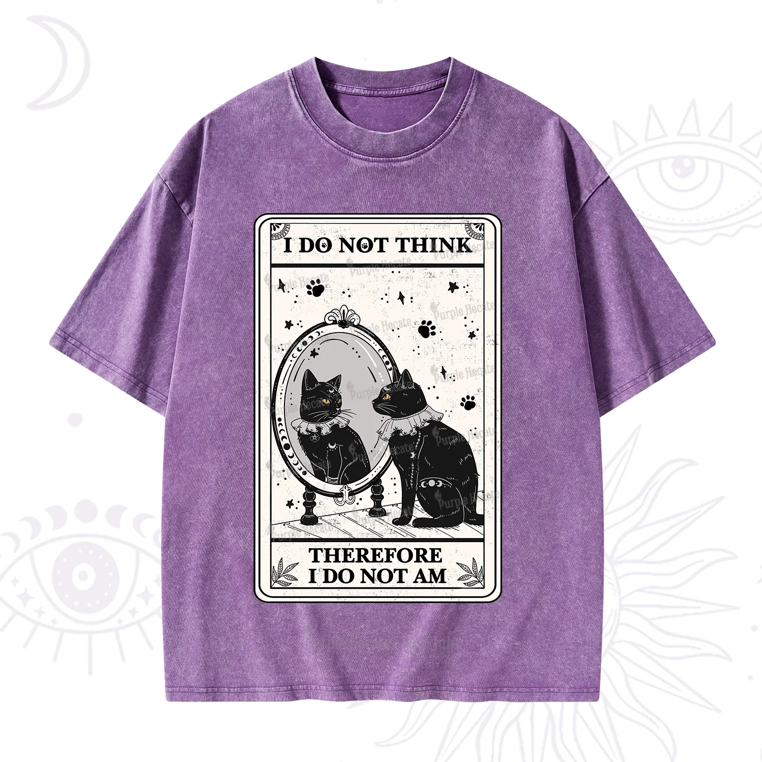 Purplehecate The I Do Not Think Therefore I Do Not Am Oracle Card Washed T-Shirt