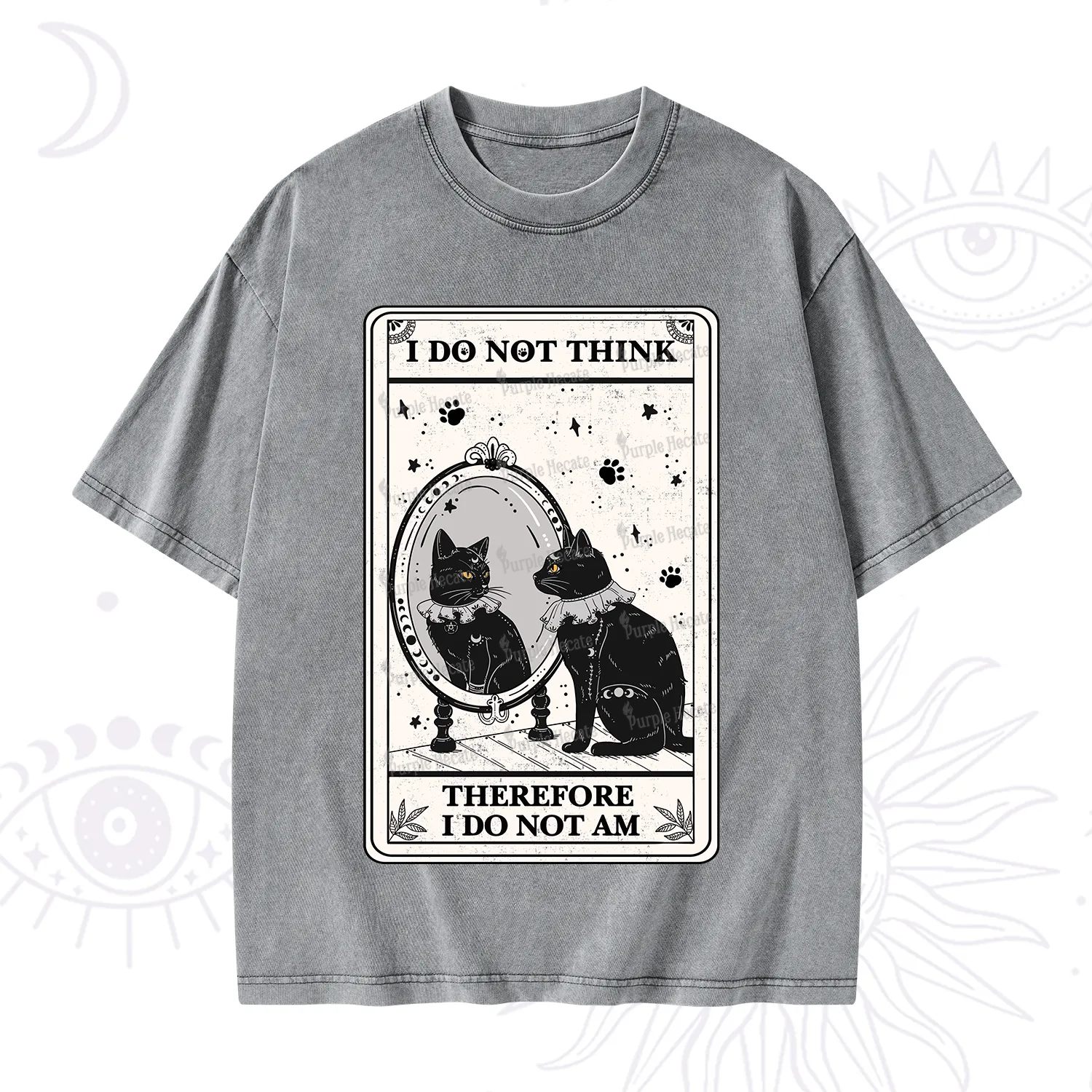 Purplehecate The I Do Not Think Therefore I Do Not Am Oracle Card Washed T-Shirt
