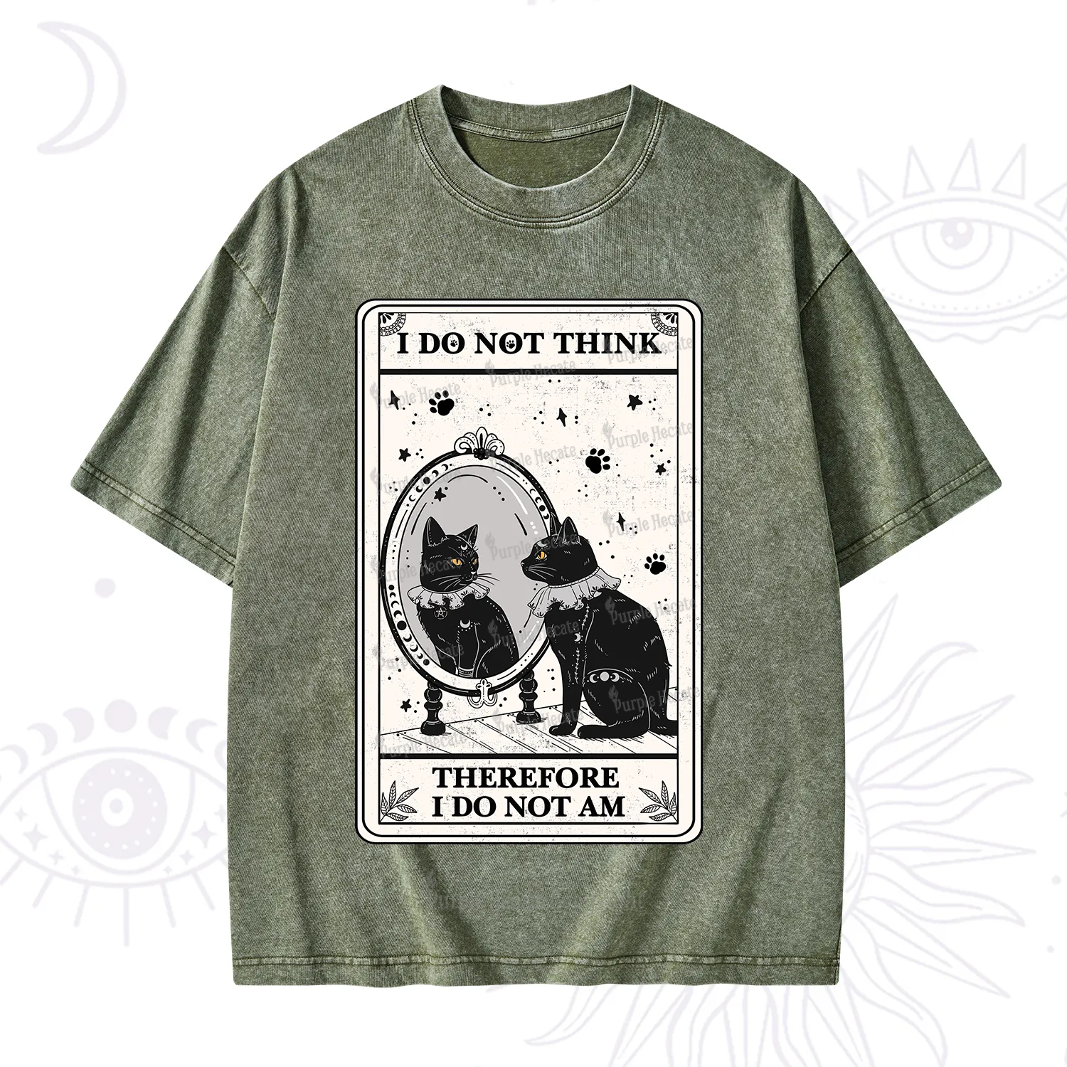 Purplehecate The I Do Not Think Therefore I Do Not Am Oracle Card Washed T-Shirt