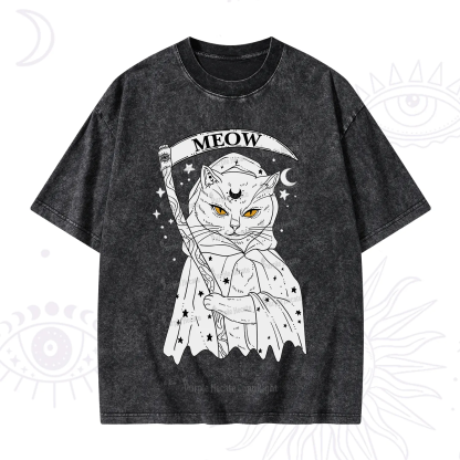 Purplehecate Grim Meow Reaper Washed T-Shirt