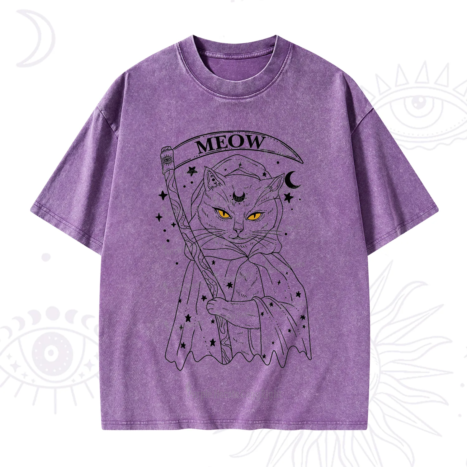Purplehecate Grim Meow Reaper Washed T-Shirt