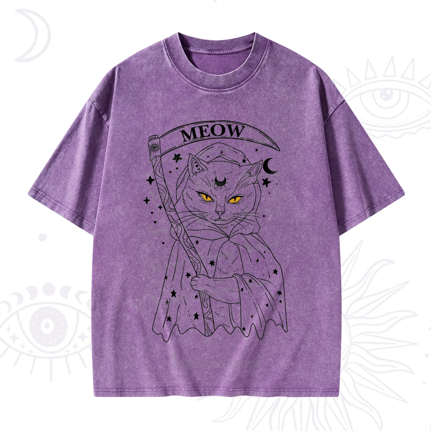 Purplehecate Grim Meow Reaper Washed T-Shirt