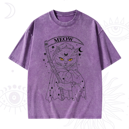Purplehecate Grim Meow Reaper Washed T-Shirt