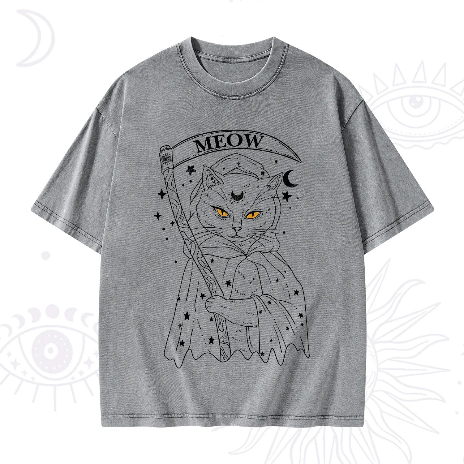 Purplehecate Grim Meow Reaper Washed T-Shirt