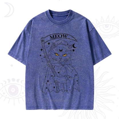 Purplehecate Grim Meow Reaper Washed T-Shirt